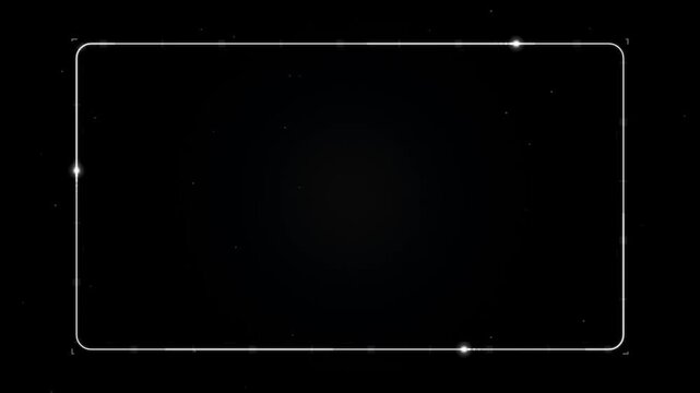 Glowing white rounded rectangle digital hud frame with bright corner nodes