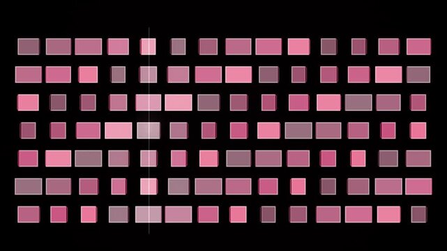 A rhythmic sequence of pink rectangular blocks forming a looping animation on a black background