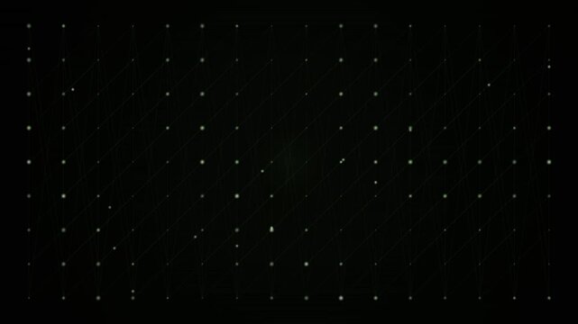 Minimalist black background with scattered white dots forming an abstract geometric pattern suitable for looping overlays.