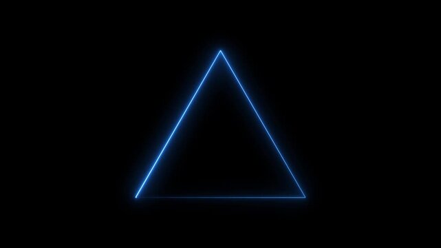 Neon blue triangle shape light glow lines motion loop.