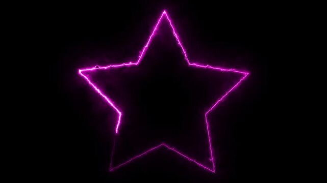 Glowing pink star shape motion graphic on black.