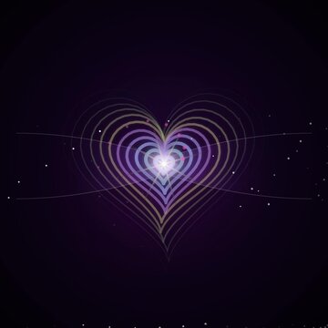 Abstract glowing heart line animation on dark background