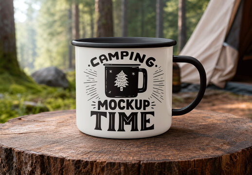 Camping Mug Forest Campsite Mockup