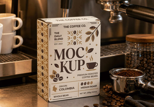 Coffee Capsule Box Counter Mockup