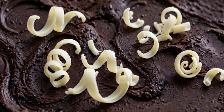 White Chocolate Curls Styled Dessert Close Up Food Photography