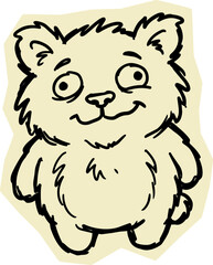 Fototapeta premium Cute naive cat illustration with bold black outline