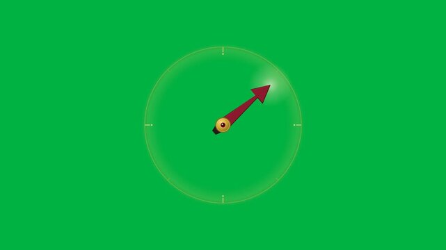 Minimalist Analog Clock Timepiece Animation with Isolated Green Screen, Business Deadline Concept.