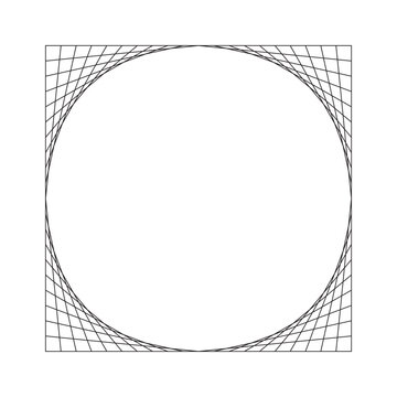 直線で描いた幾何学的な円形フレーム。編集可能なベクター素材