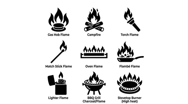 Flame icons set for various uses.