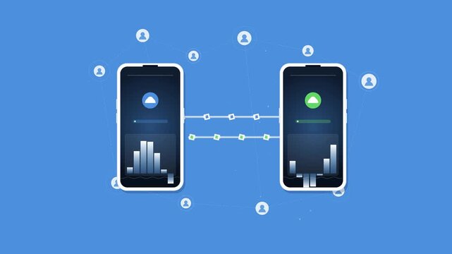 Two Mobile Phones Synchronizing Data Over a Global Digital Network