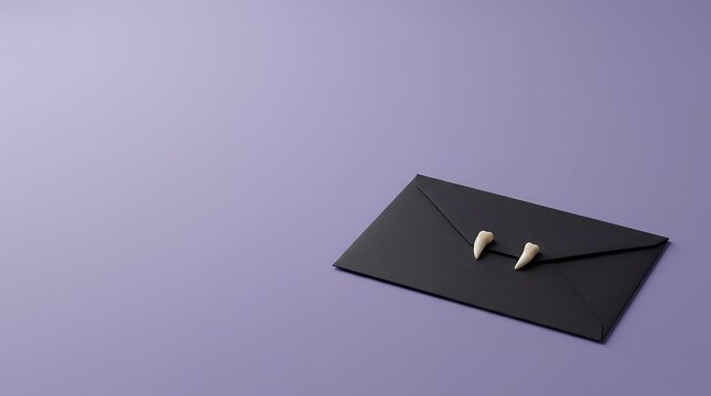 牙が付いた黒い吸血鬼封筒のハロウィン
