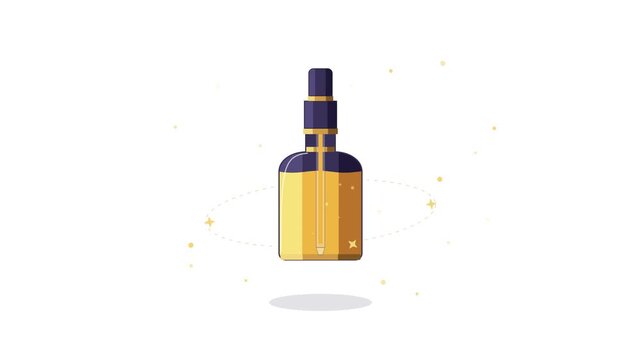 Cosmetic serum bottle with dropper animation on white background