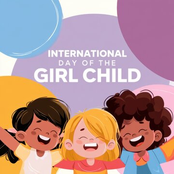 Happy young girls celebrating International Day of the Girl Child together