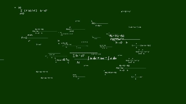 Animated Mathematical Formulas and Scientific Equations Floating on Green Background Motion Graphic Video