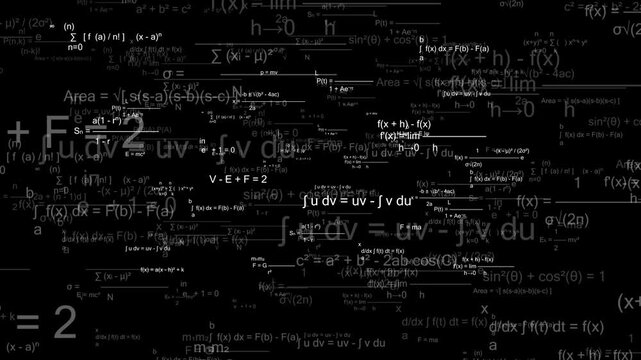 Dynamic Science and Math Equations Scrolling Across Dark Abstract Background Loop Video