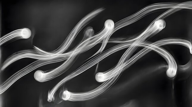 Abstract microscopic organisms or sperm cells swimming with black and white microscopic organism abstract microscope bacteria