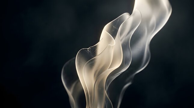 Graceful flowing translucent white fabric wave against a dark background with translucent material wave motion abstract movement