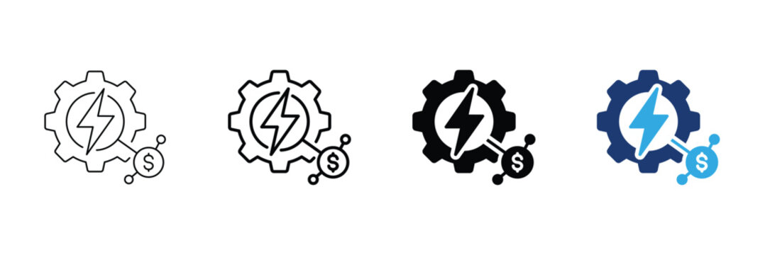 Smart Bidding vector icon set. Editable Stroke, Line Art, Black Glyph and Color vector illustration.
