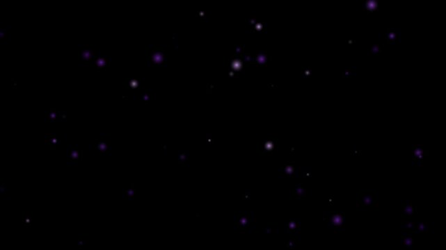 Starry night sky with softly glowing purple and white points of light forming a celestial looping background overlay.
