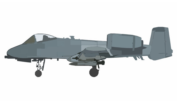 A-10 Thunderbolt II Warthog Military Aircraft Side Profile Vector Illustration