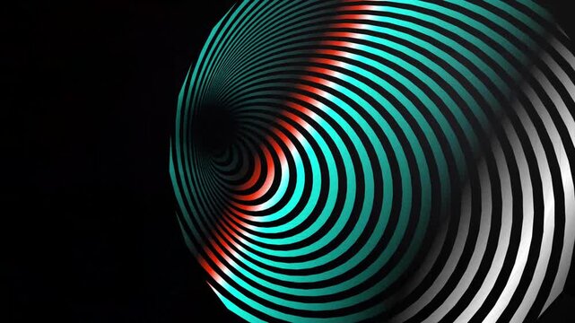 Abstract spiral background with glowing cyan and orange neon curved lines creating a dynamic vortex effect on a dark surface