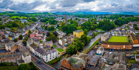 Cockermouth Town View with Historic Churches in Lake District Cumbria England © Alexey Fedorenko