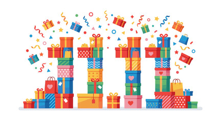 Fototapeta premium 11.11 Shopping Festival Gift Boxes Illustration