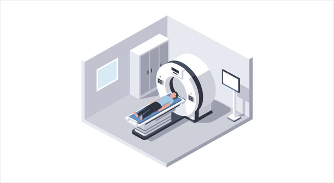 Medical Imaging Scanner with Patient Inside Room.