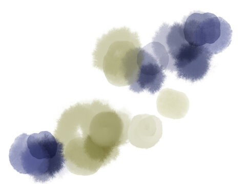 輪っかや煙、しぶき背景素材、手書き、水彩や墨で描いたドットにじむ優しい抽象的なライン模様
