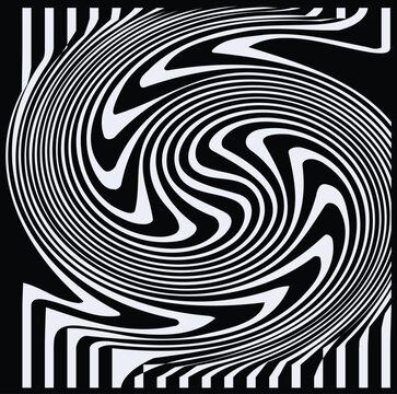 hypnotic vector background featuring a high contrast black and white optical illusion swirling pattern graphic design