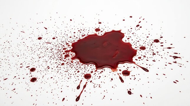 Crimson Splatter Stain On Clean White Surface For Dramatic Effect