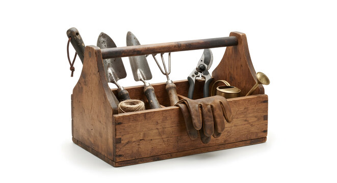  Wooden Tool Caddy Tote Box with Metal Handle