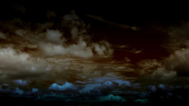 Dramatic Stormy Sky Time Lapse with Swirling Dark Clouds and Moody Blue-Brown Tones