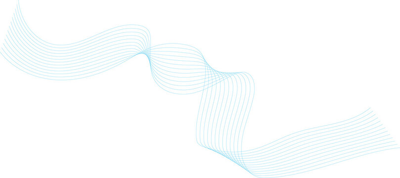 Smooth blue flowing wave abstract background with multiple elegant parallel lines creating dynamic motion effect on white backdrop for modern graphic design project template