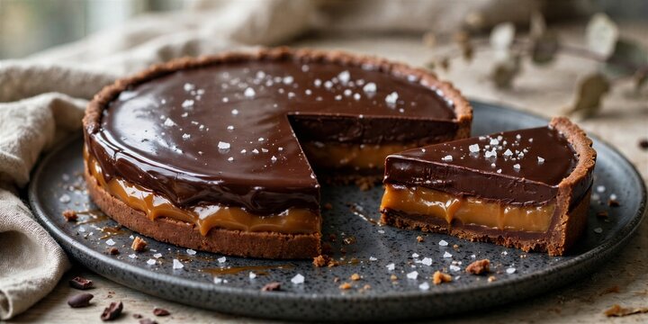 Salted Caramel Tart Dessert and Bakery Food Photography