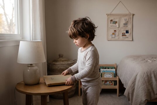 Child Reading Book During Independent Quiet Time Activity