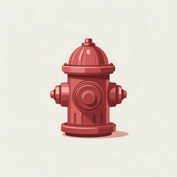 Isolated red fire hydrant illustration for urban emergency safety and municipal infrastructure concept design