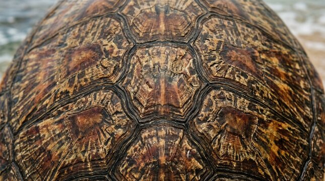 Close-up of a Tortoise Shell Pattern with Hexagonal Scales.