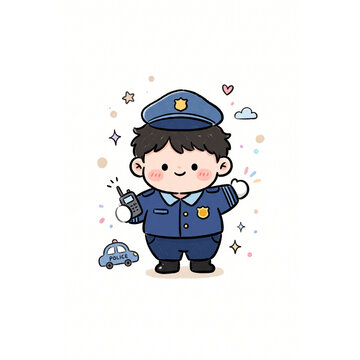 AI Generated cute chibi police officer character