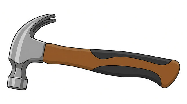 ​Claw hammer construction tool isolated on white background. Professional steel hammer with ergonomic handle vector illustration for carpenter and contractor concept