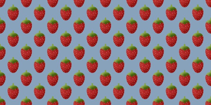 Seamless periwinkle blue and bright red strawberry backdrop, creating a cool and playful contrast for modern apparel.