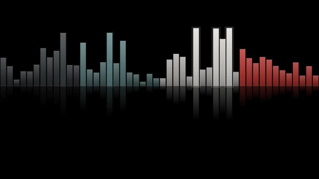 Animated equalizer bar graph loop on a black background overlay.