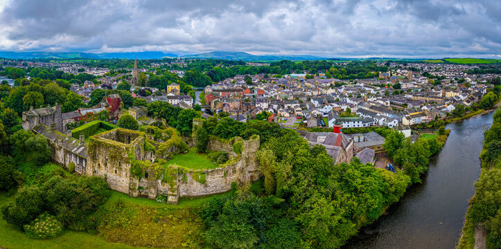 Cockermouth Town View with Historic Churches in Lake District Cumbria England