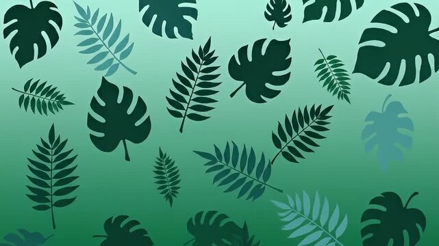 Seamless Pattern with Various Green Leaf Shapes
