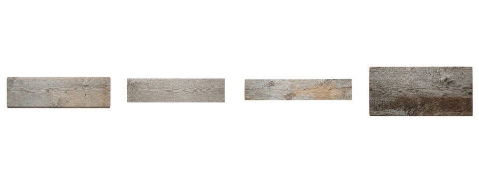 Weathered wooden boards set on transparent background