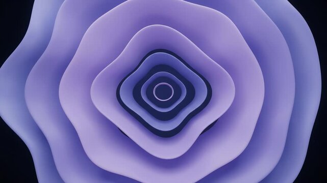Abstract Purple Circular Tunnel Morphing Into Wavy Shapes
