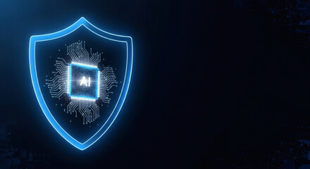 Fototapeta premium Artificial intelligence cybersecurity shield representing secure data protection and advanced machine learning network safety systems