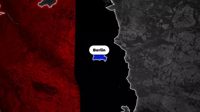 Berlin Capital City Highlighted on Germany Flag Map Animation