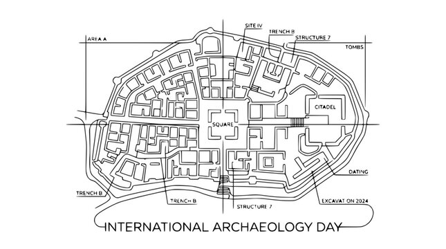Archaeological Excavation Plan, Ancient City Map, Dig Site Layout