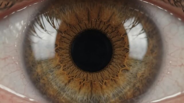 Macro Extreme Close Up of Human Brown Eye Pupil Dilation and Focus Movement
